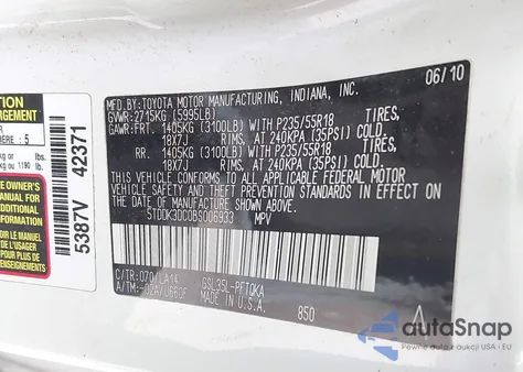 2011 Toyota Sienna Limited z USA, uszkodzony, nr VIN 5TDDK3DC0BS006933